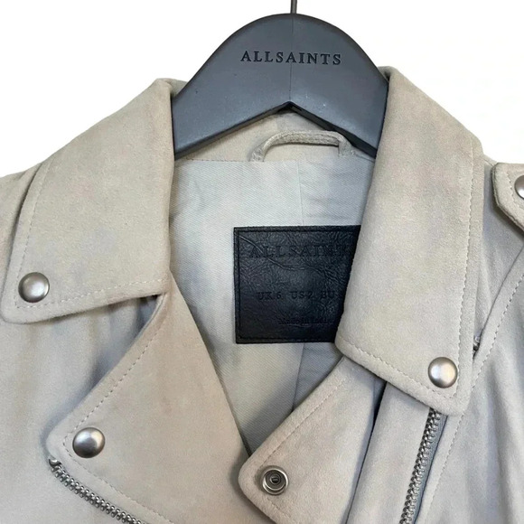 ALLSAINTS Plait Balfern Goat Leather Zip Up Biker Moto Jacket Size 2 - Picture 5 of 16